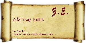 Zárug Edit névjegykártya